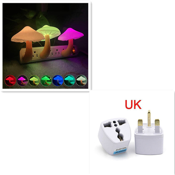 LED Night Light Mushroom Wall Socket Lamp EU US Plug Warm White Light-control Sensor Bedroom Light Home Decoration