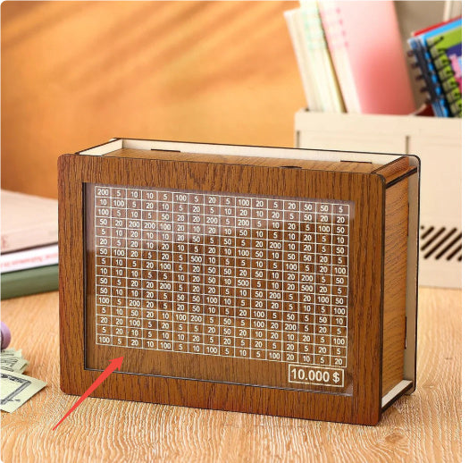 Money Box Piggy Bank Wood Money Bank Reusable Money Box With Saving Goal And Numbers To Check For Helps The Habit Of Saving